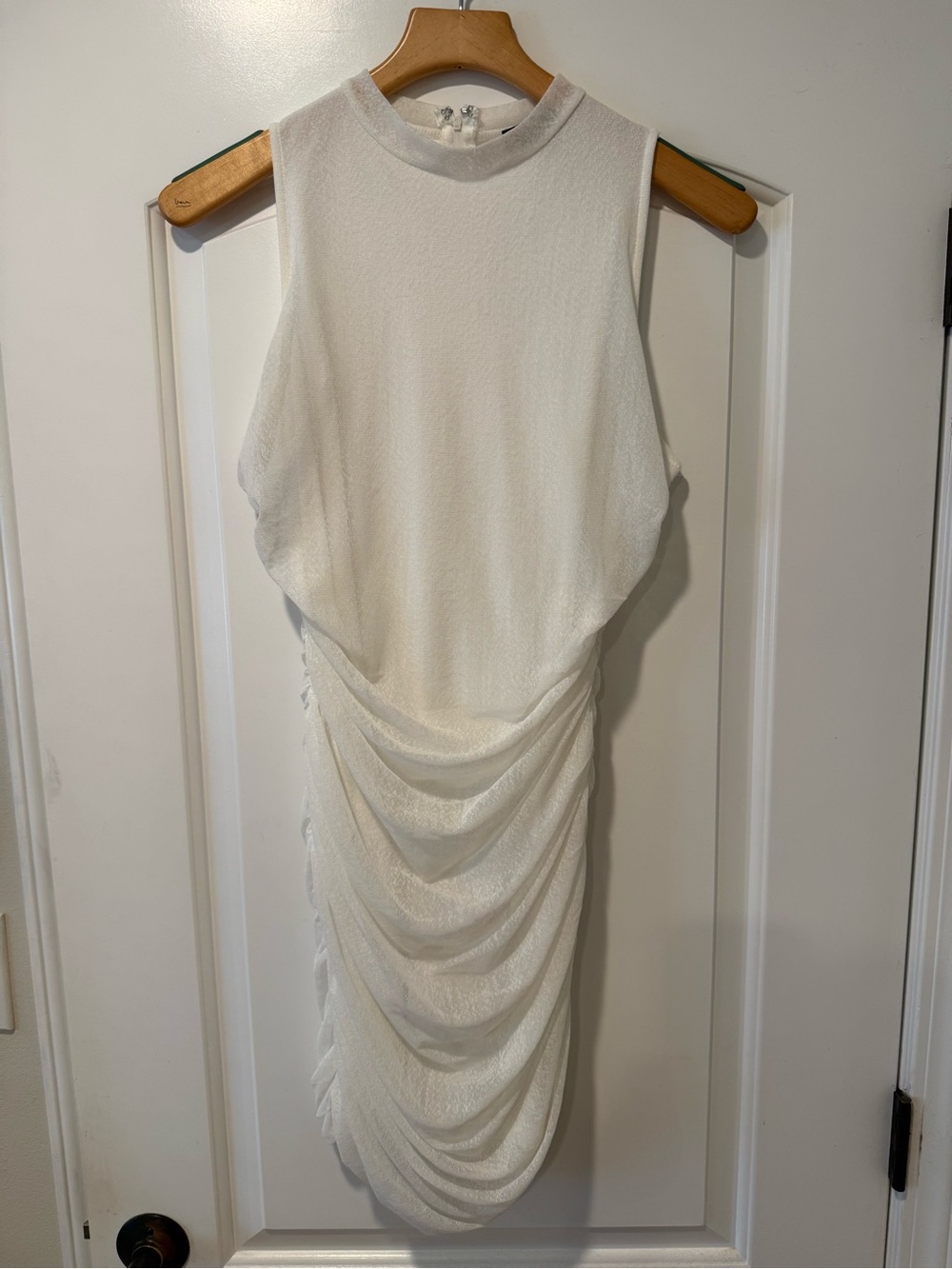 Lulu's Ivory Ruched Sleeveless Mini Dress